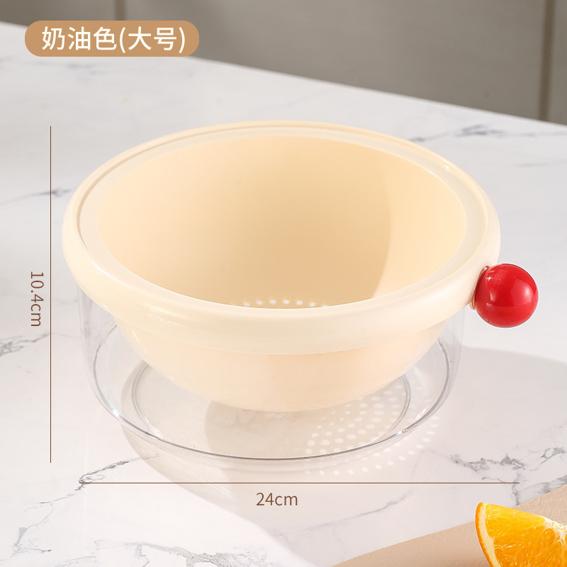 フルーツプレートドーパミン排水バスケット家庭用キッチン二層肥厚野菜洗濯バスケット果物と野菜の排水バスケットフルーツプレートバスケット|undefined
