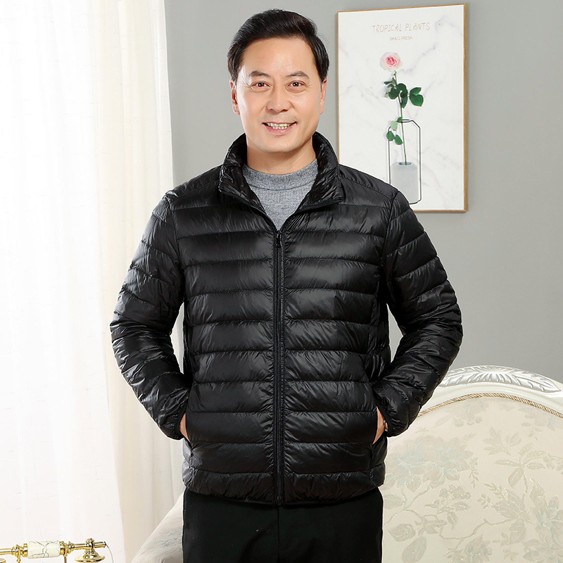 Cross-Border Men's Short Lightweight down Jacket with Stand Collar and Hood, Couple Style, for Young and Middle-Aged, Plus-Size down Coat Cross-Border Men's Short Lightweight down Jacket with Stand Collar and Hood, Couple Style, for Young and Middle-Aged, Plus-Size down Coat