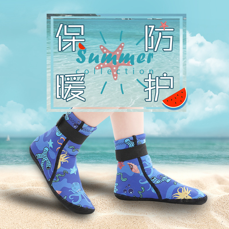 New camouflage swimming diving beach socks, anti-slip, anti-scraping, warm, baby water shoes, children's diving socks