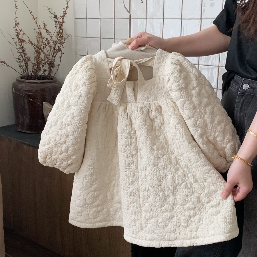 Korean Wear Mädchen Herbst 2023 Neue Kinder Mode Einfachen Stil Blase Hülse Baumwolle Prinzessin Kleid_voghion.com