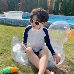 子供水着男の子2025新しいベビースプリット長袖中型子供速乾性海辺の休暇水着トレンディ