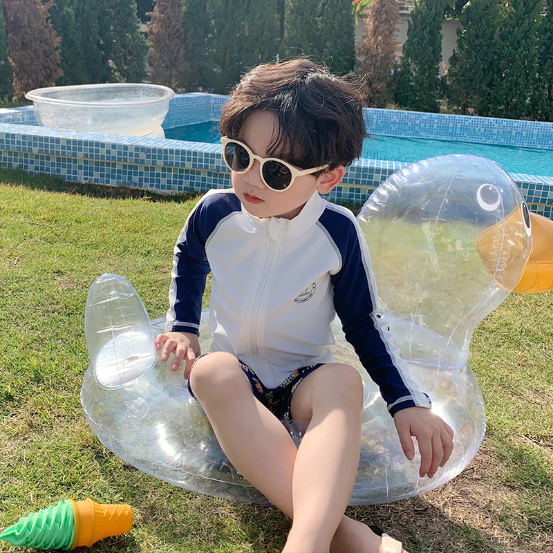 Egg Flower Children's Swimsuit Boys New Baby One-piece Long-sleeved Quick-drying Seaside Vacation Swimming suit Trendy