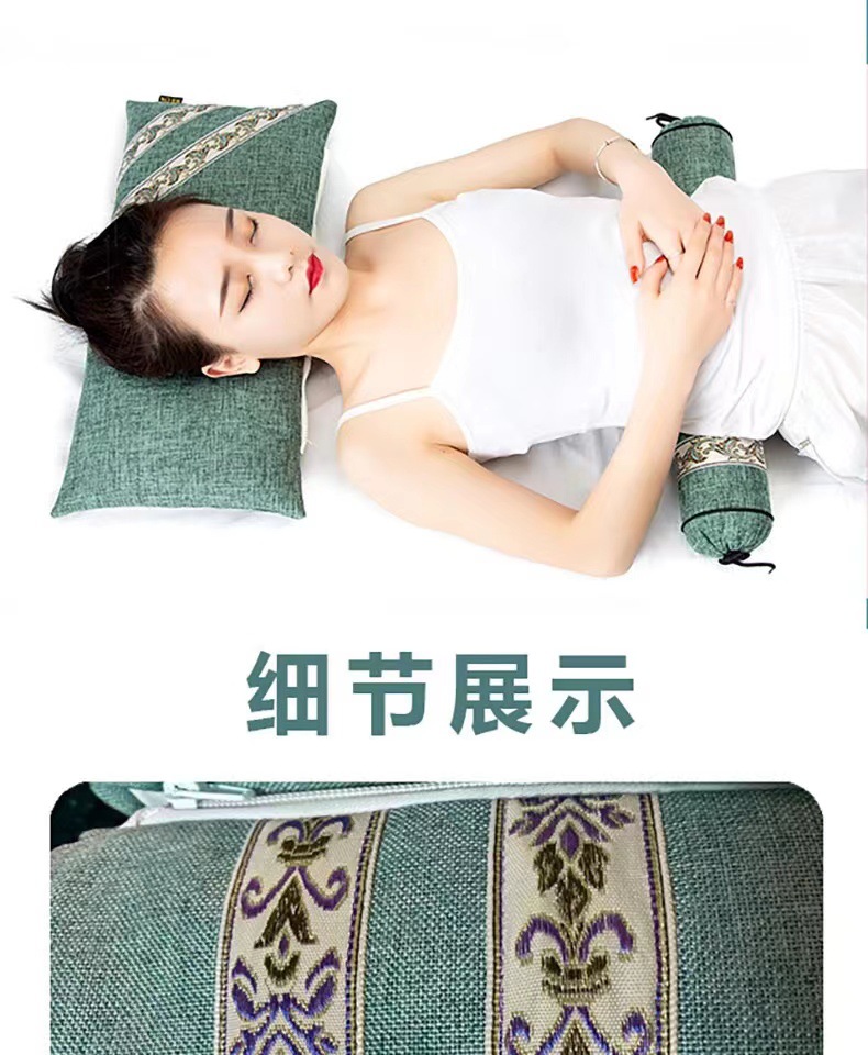 Detachable Mugwort Neck Support Pillow Cylindrical Cervical Pillow Grey Combo Design for Daily Use key features