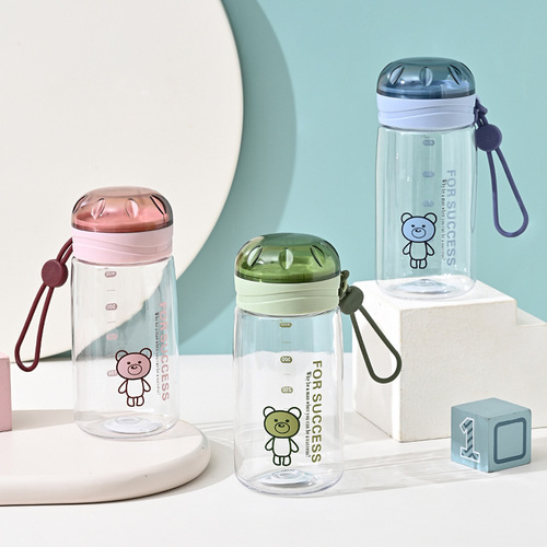 Large-capacity, Korean-style, cute water bottle for female students—highly stylish, easy-to-carry cup with clear markings and shatter-resistant design.