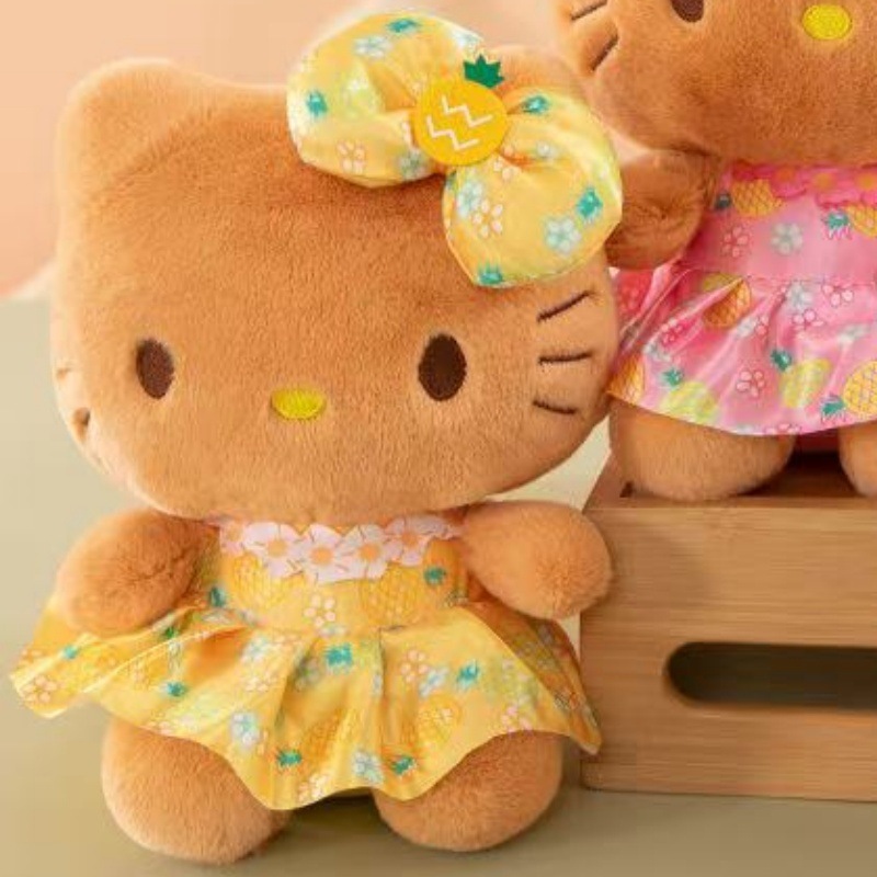 黑皮夏威夷hellokitty可爱圆脸哈喽公仔凯蒂猫毛绒玩具抓机娃娃|undefined