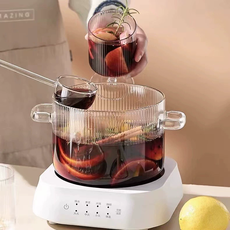 П скла бутыл бутылка Bear-Striped Glass Pot - утолщенная посуда двойными ушками, прозрачная миска для супа/лапши для молока и хот-пота