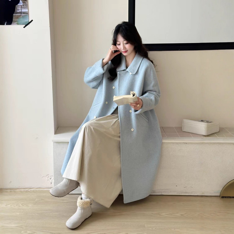 New Loose and Lazy Double-Sided Wool Outwear, Long Thickeneded Warm Knee-Length Wool Double-Sided Outwear for Women New Loose and Lazy Double-Sided Wool Outwear, Long Thickeneded Warm Knee-Length Wool Double-Sided Outwear for Women