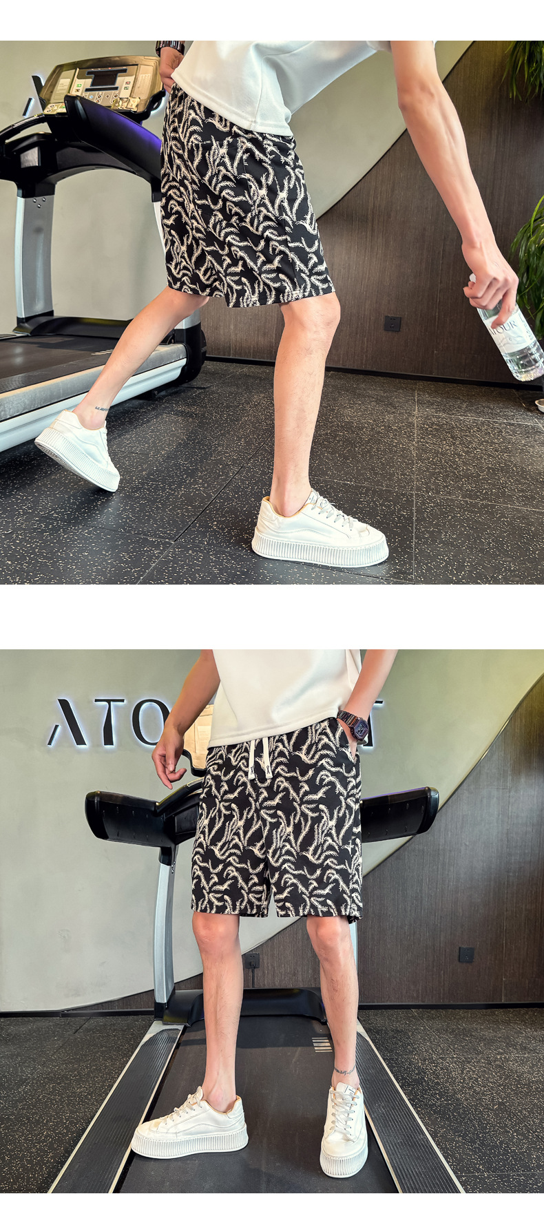 Men's Summer Printed Fashion Shorts Casual Straight Leg High End Style Loose Fitting Athletic Capri Pants Outerwear Beach Shorts_viptrois.com