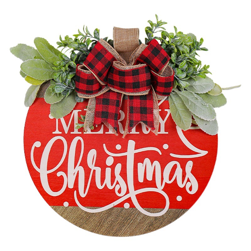 Guirnalda de madera con la frase 'Feliz Navidad' para colgar en la puerta, decoración navideña para escaparates de centros comerciales, venta al por mayor