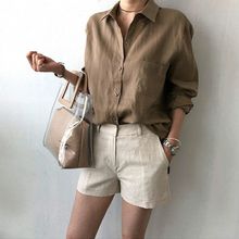 宽松防晒长袖衬衫女外穿女式春秋季韩版新款港风宽松百搭简约上衣