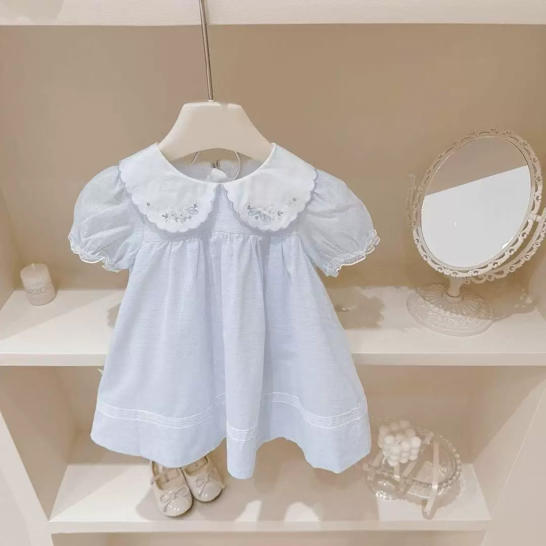 女童韩版连衣裙夏装新款2025儿童洋气绣花公主裙宝宝短袖裙子童装