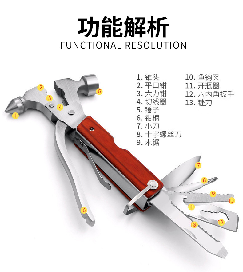 Multifunctional Car Window Breaker, Outdoor Emergency Window Breaker, Portable Escape Tool, Self-Driving Survival Camping Hammer