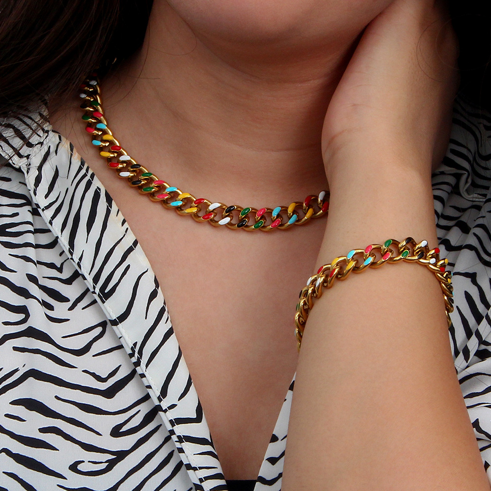 Vintage Style Geometric Stainless Steel Necklace Plating Stainless Steel Necklaces