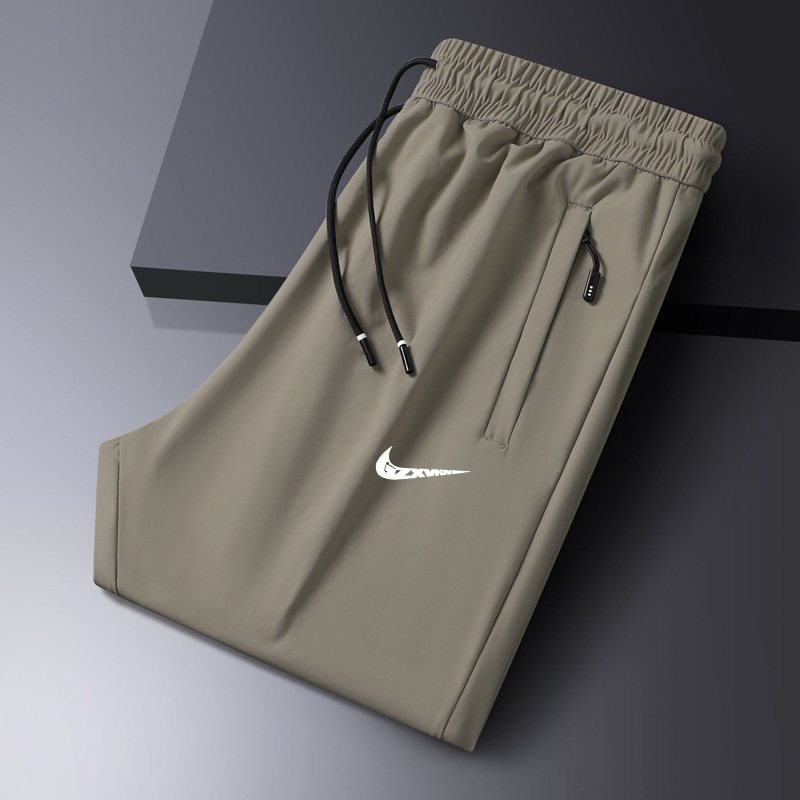 Men's Thin Ice Silk Pants, New Summer Style, Cool and Breathable, Loose Casual Pants, Elastic Quick-Dry Sports Air Conditioning Pants for Men