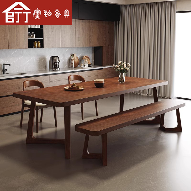 Australian Platinum Solid Wood Dining Table with Chair Small Apartment Household Dining Table Nordic Restaurant Table and Chair Combination Long Table