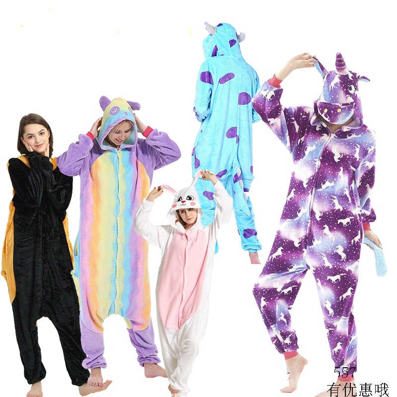 Transfronteriza de dibujos animados de una sola pieza pijamas de franela animal de invierno engrosada transfronteriza dinosaurio Tianma Tigre unicornio