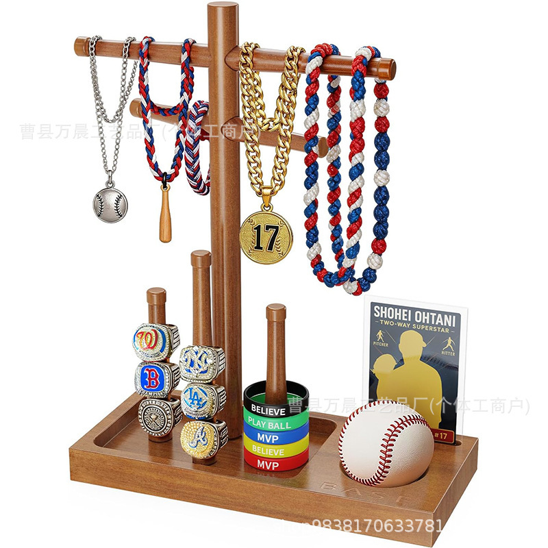 Wooden Baseball Ring Holder Softball Stacking Ring Storage Rack Desktop Jewelry Stand Tournament Medal Display Stand Wooden Baseball Ring Holder Softball Stacking Ring Storage Rack Desktop Jewelry Stand Tournament Medal Display Stand