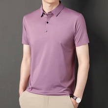 短袖男士桑蚕丝POIO衫薄款冰丝商务休闲T恤简约时尚百搭舒适上衣