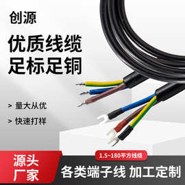 Y型端子纯铜RVV软电缆线1cm浸锡工艺阻燃防水电源线连接器