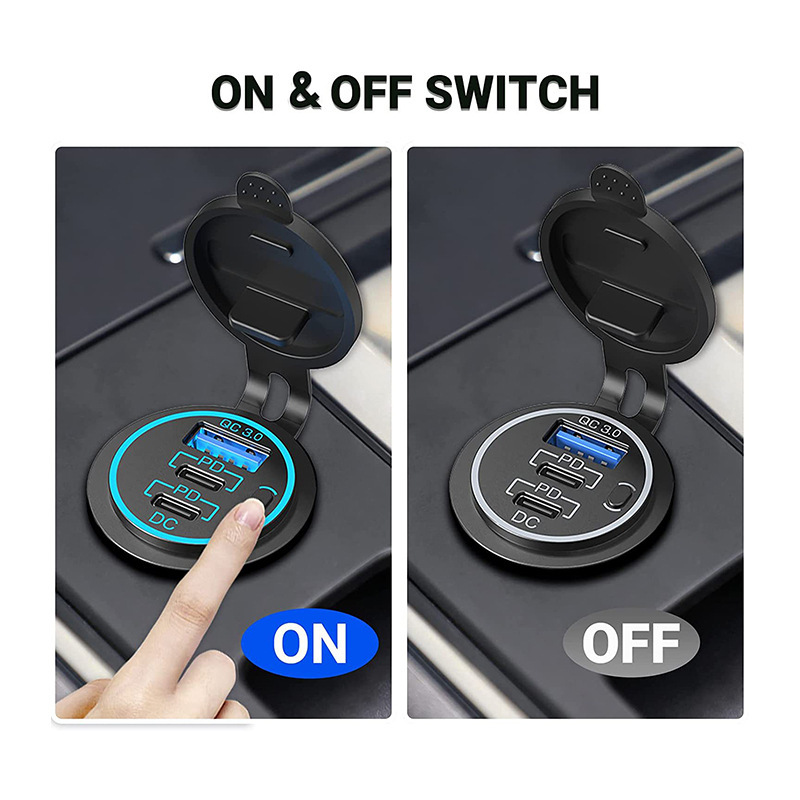 オートバイ自動車改造車充電qc3.0 pd充電器type-c口知能分流usb車充電|undefined