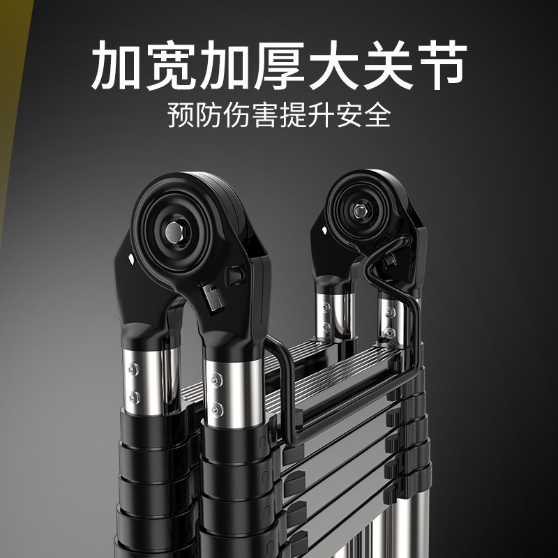 畅俣达不锈钢伸缩梯子多功能家用人字梯便携折叠梯竹节梯升降步梯|undefined