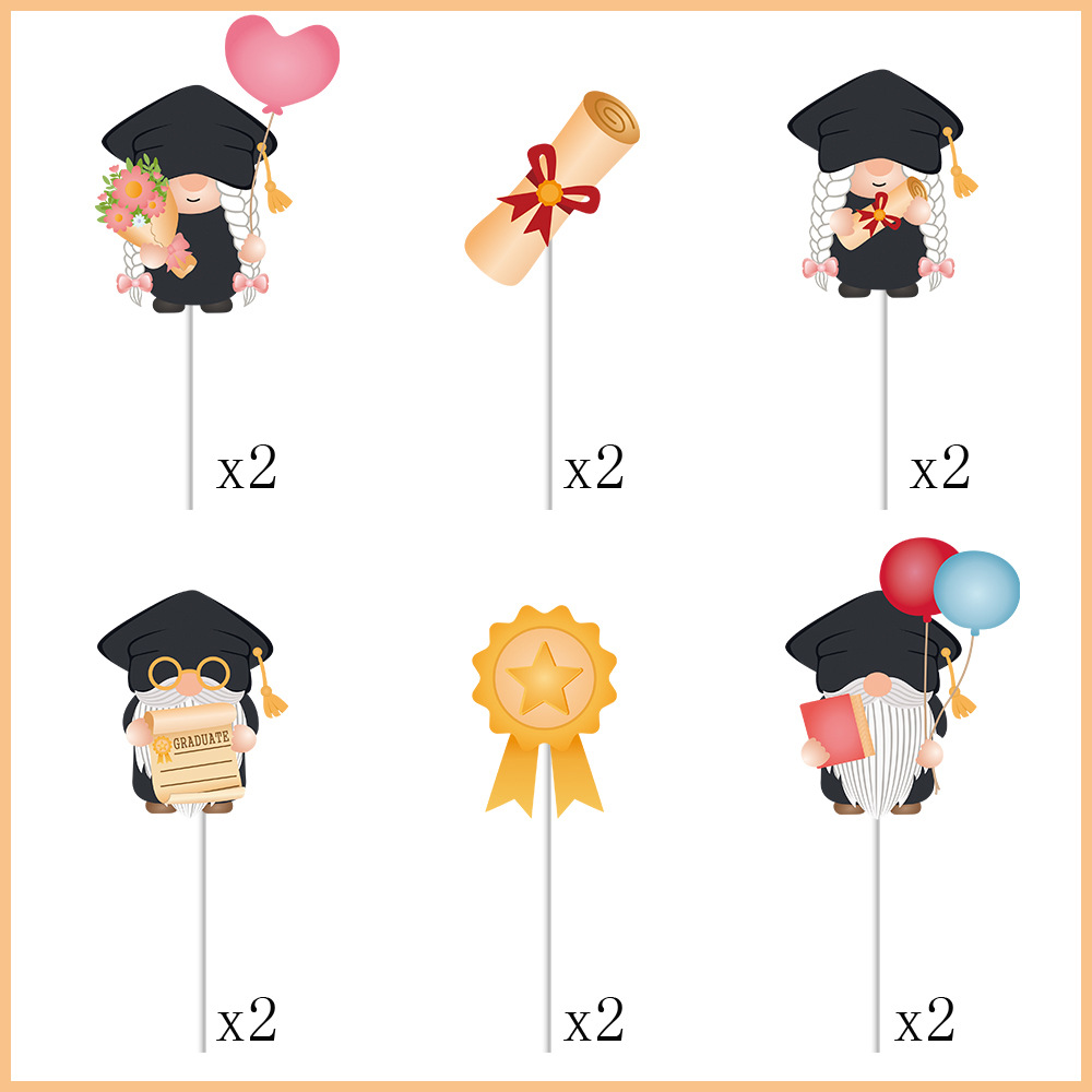 Tema enano transfronterizo temporada de graduación decoración del partido tire bandera pastel tarjeta inserción graduación escena diseño tire flor plug-in