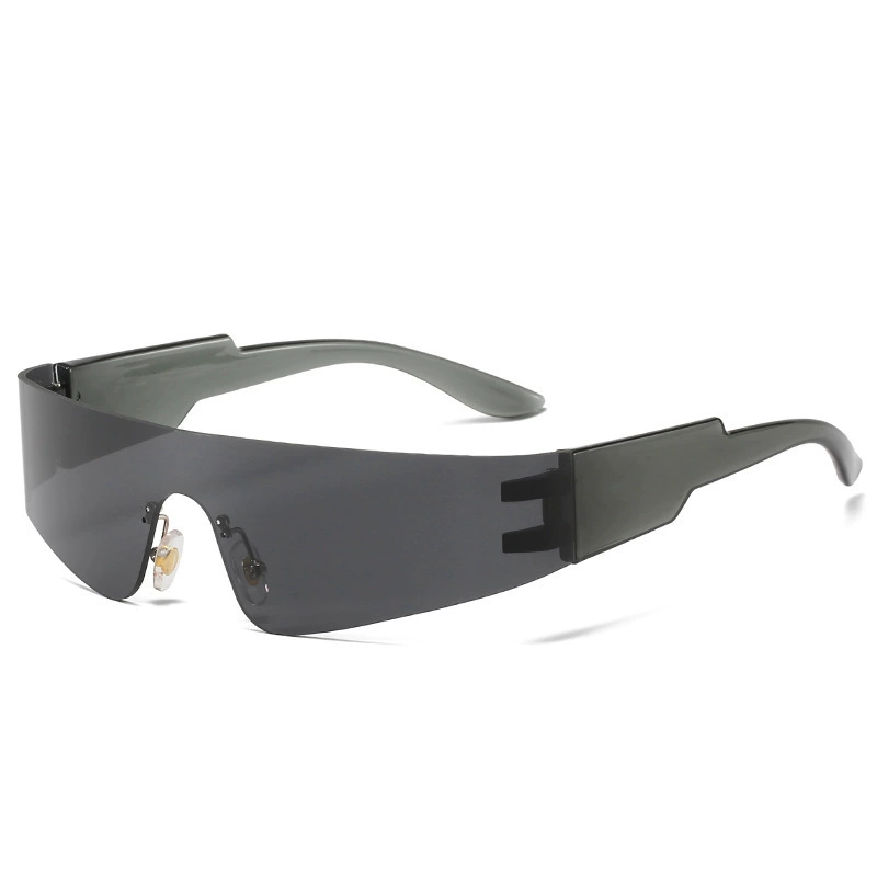 Monolithic Sunglasses Single-Lens, Geometric Punk Style, Solar-Reflective Lenses