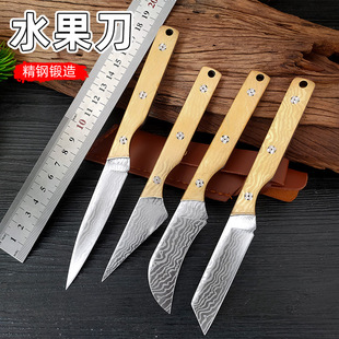 Damascus pattern portable fruit knife stainless steel household kitchen peeler fish killing bone knife camping barbecue knife