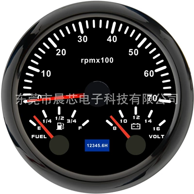 automobile instrument: 8-16V Pointer Multi-Function Three-In-One - cx8297b-black-plate-silver-cover-7k-speed-oil-level-voltage-8-16v