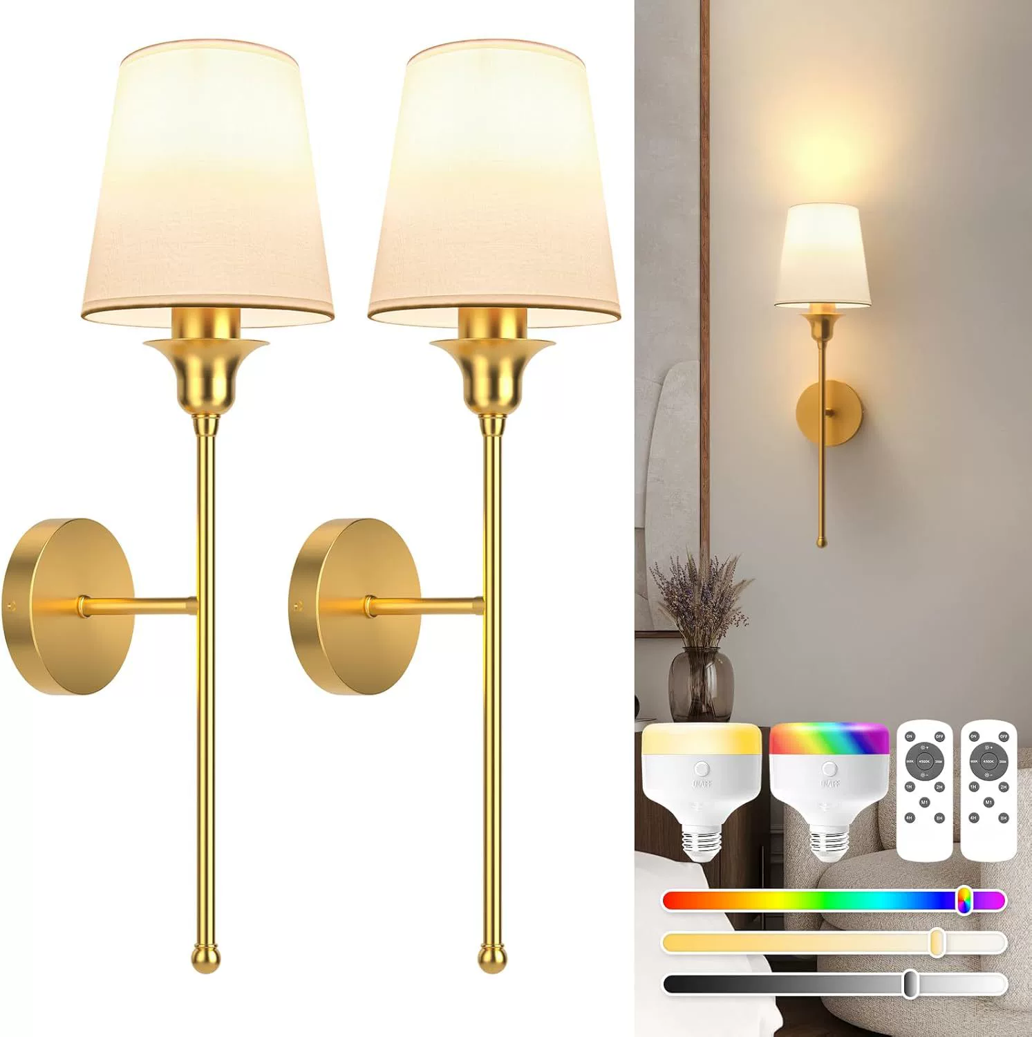 Amazon трансграничный взрыв без проводки ткани настенный светильник с аккумулятором пульт дистанционного управления RGB лампочки проход для спальни