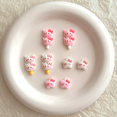 卡通亮面串串貓咪五角星迷你貓頭樹脂配件DIY髮夾材料配飾輔料