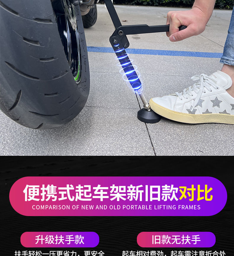 Motorcycle Electric Vehicle Front and Rear Wheel Lift Frame Repair and Maintenance Parking Support Frame Foldableing Portable Labor-Saving Lifter