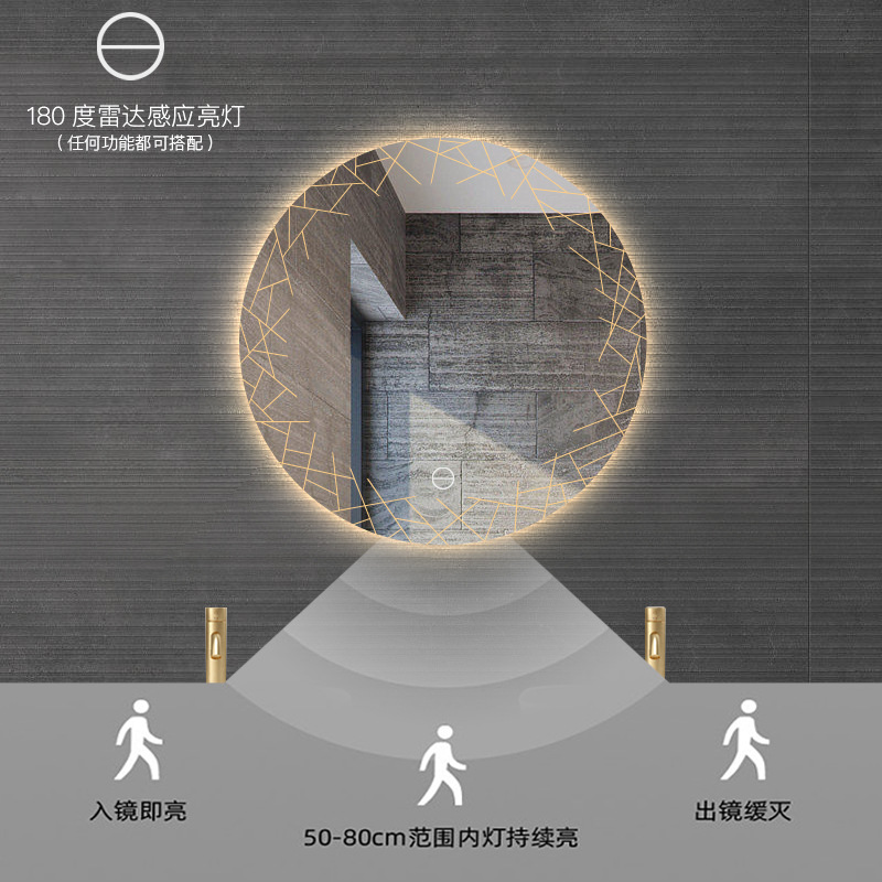 Espejo inteligente redondo creativo pantalla táctil espejo de baño baño pared led espejo de maquillaje luminoso