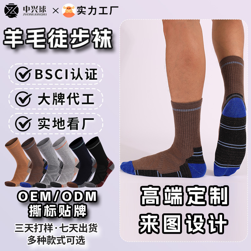 Outdoor Professional Hiking Socks for Men, Thickeneded Warm Mid-Calf Sports Socks for Women, Snow Merino Wool Socks, Customized