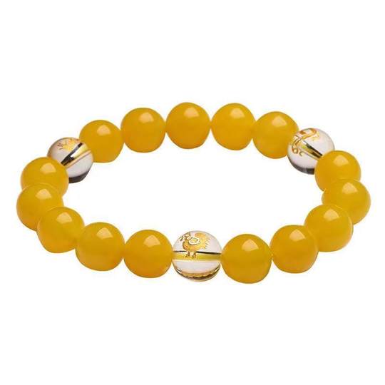 Natural yellow agate bracelet twelve Zodiac three-in-one men's and women's bracelet agate Buddha beads five elements soil filling jewelry gift