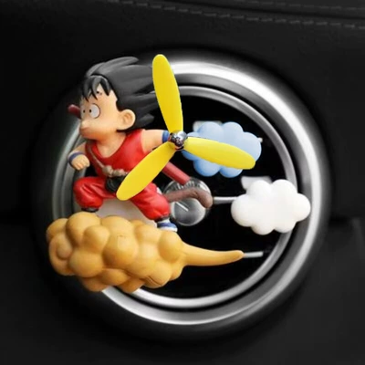 Car ornaments – Ball Flying Goku Car Air - red-wukong-bamboo-dragonfly-blue-and-white-clouds-air-outlet-aromatherapy