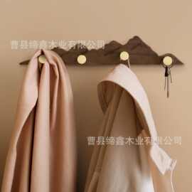 实木玄关挂衣架入户门挂衣钩创意墙上壁挂衣架钥匙收纳架衣帽挂钩