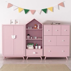 5YA1 Wholesale American Style Ins Wooden Children's Combination Wardrobe Simple Bookshelf Floor Bookstand Cute Storage Cabinet