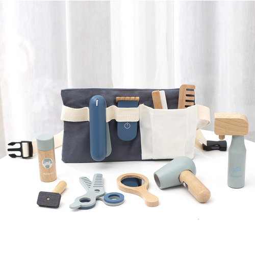 Children's simulated wooden fun makeup and hairdressing bag play house role-playing hairdressing set educational toy