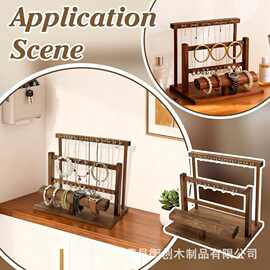 木质首饰架实木复古吊坠耳环展示架家用多功能手镯收纳架储物架