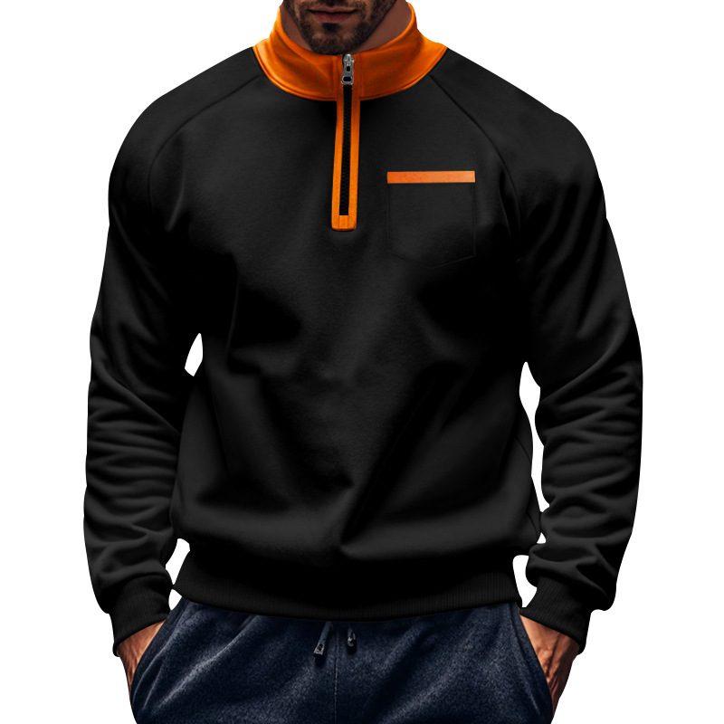 Men's Half Zip Sweatshirt With Stand Collar For Autumn And Winter_voghion.com