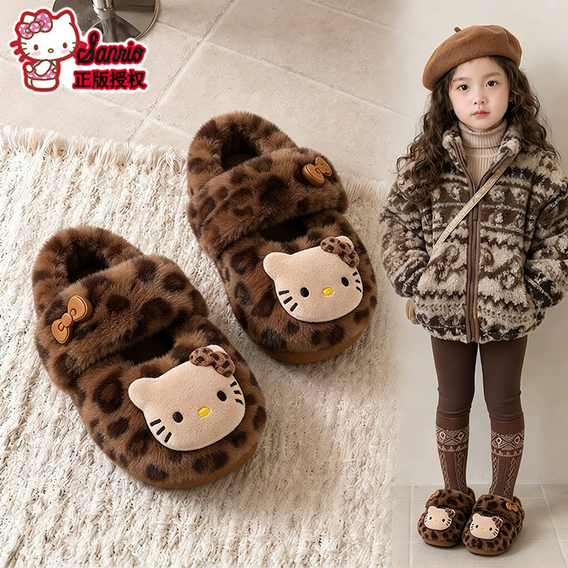 Домашние тапочки Hello Kitty для девочек на флисе зима