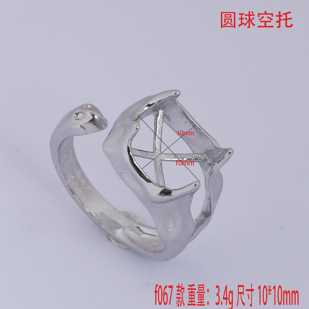 晨汐欧美时尚大牌黄K金菱格重工高级感小香风菱格女饰品戒指托