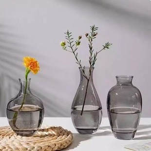 Ins-Style Small-Diameter Mini Vase, Transparent Water-Cultivated Fresh Flowers, Green Plants, Dried Flower Arrangement Decoration, Transparent Vase