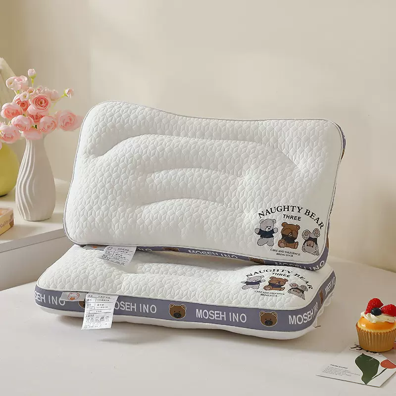 萌趣针织棉小熊亲子立体枕单只护颈椎助睡眠学生枕芯儿童家用枕头
