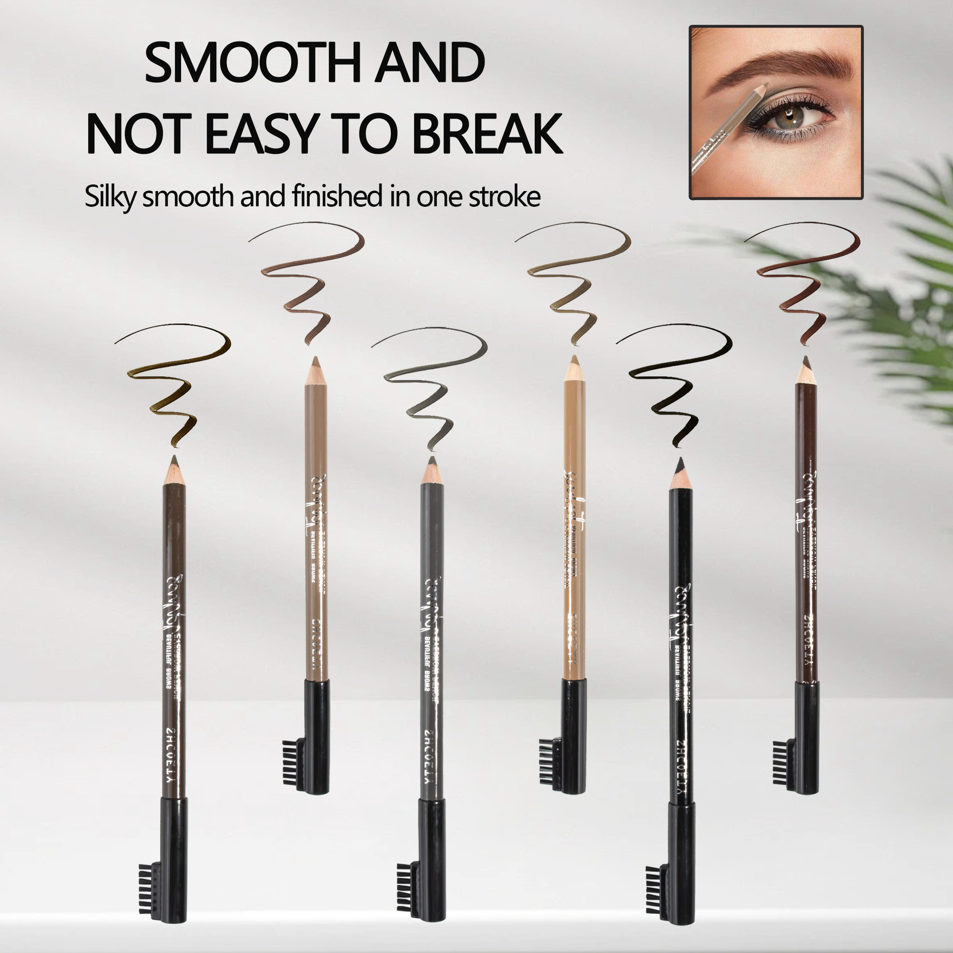 SHCOETY eyebrow brush, a wooden eyebrow brush, is waterproof, does not smudge or fade. It is a natural multi-color makeup pen that crosses borders Item Picture