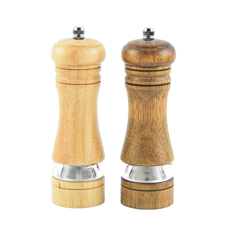 Molinillo de pimienta Molinillo de madera con núcleo de cerámica Molinillo de acrílico Botella de pimienta Oak Manual Venta caliente transfronteriza