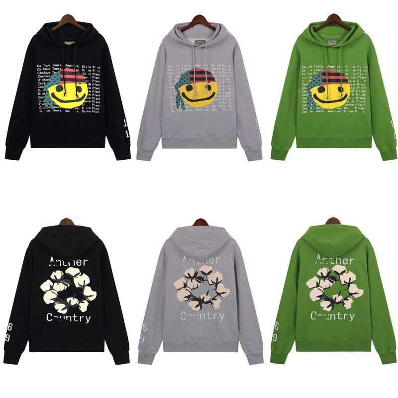 European and American New Style Smiley Face Print Sweatshirt Denim Kapok Foam Print Letter Casual Set Tears Trendy Brand
