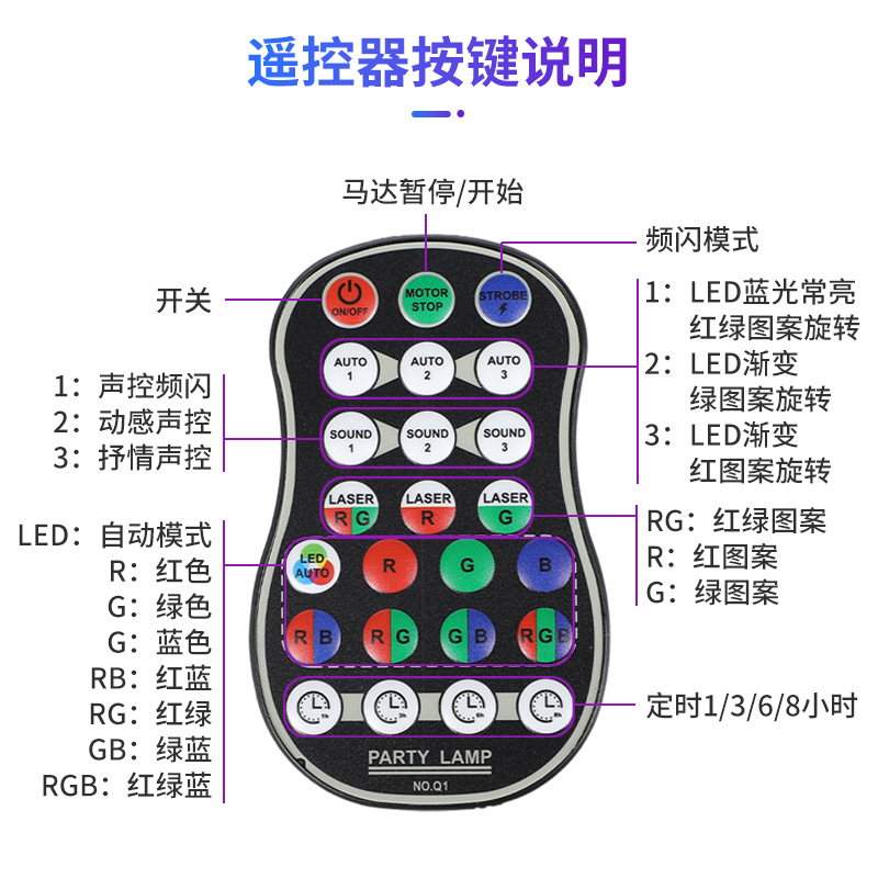 Proyector de Luz Láser para Escenario R50 R10 con Control Remoto y Control por Voz para Fiestas y KTV