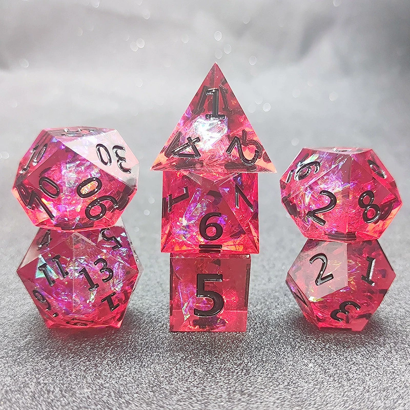 Набор резиновых костей Kusuro COC DND TRPG, многоугольный эпоксидный 7‑частей радужных цветов